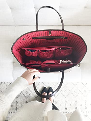 Totesavvy – Original Tote Organizer (14X10X4”) – 11 Pockets For Changing Bag, Handbag, Backpack – Removable Insert – Stylish Divider Caddy For Essentials (Original, Luxe Red) #TOP5