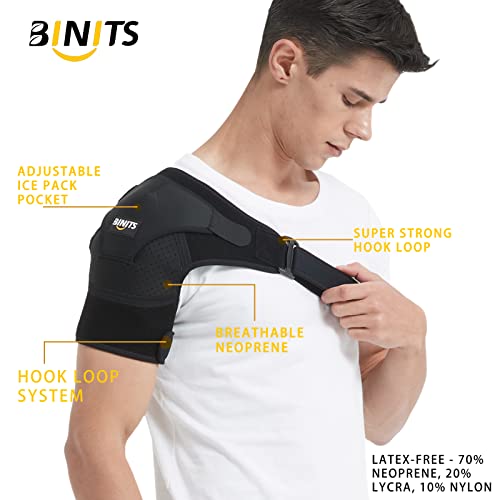 Binits Shoulder Brace For Men & Women, Shoulder Immobilizer For Torn Rotator Cuff, Tendonitis, Dislocation, Shoulder Pain, Ac Joint Pain Relief - Adjustable Fit Sleeve Wrap (L-Xl) #TOP5
