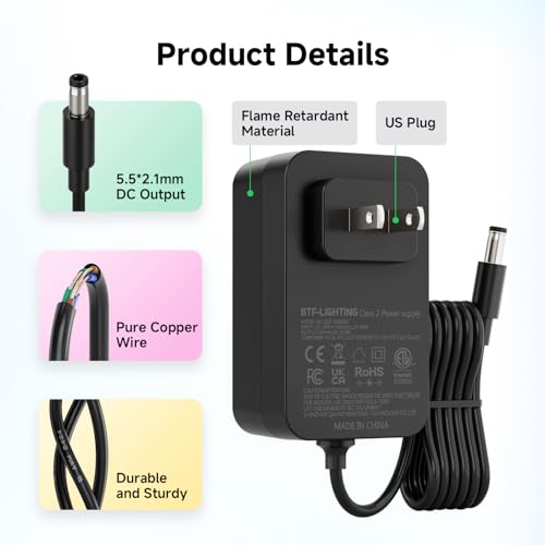 Image of BTF-LIGHTING DC5V 6A 30W LED Driver 2 Pack, Class 2 Transformer