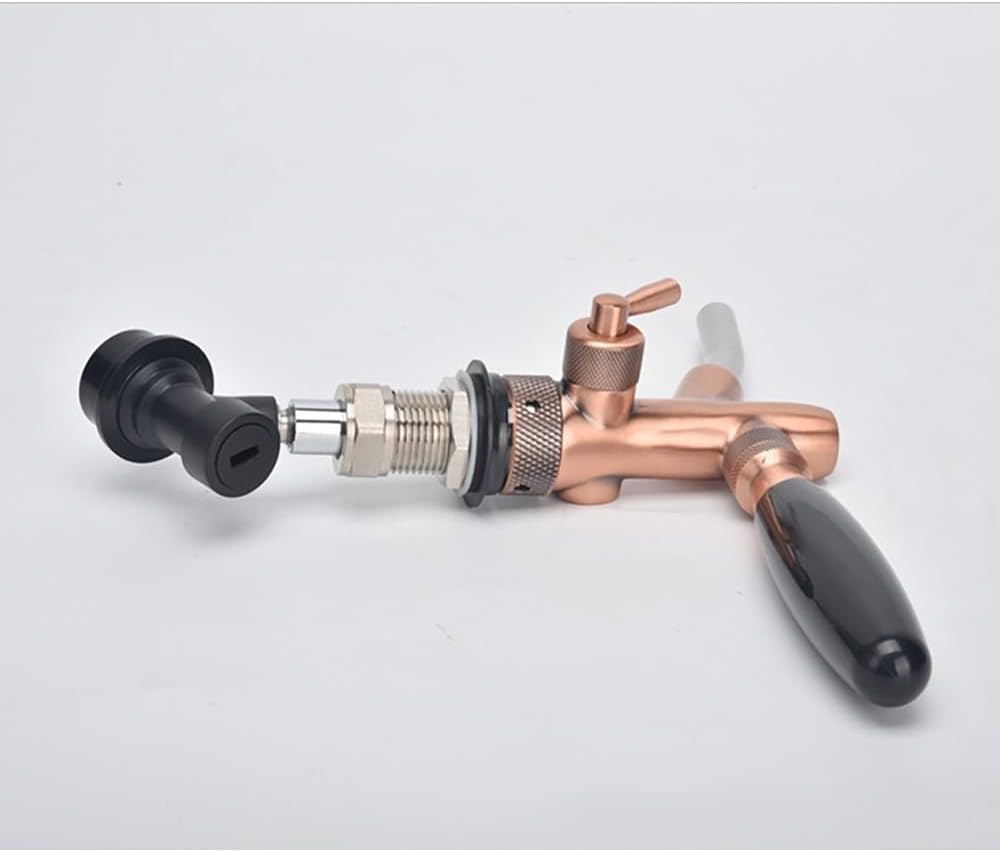 1pc Adjustable Flow Chrome Draft Beer Faucet - Premium Home Brewing Keg Tap with Ball Lock Disconnect(Bronze)
