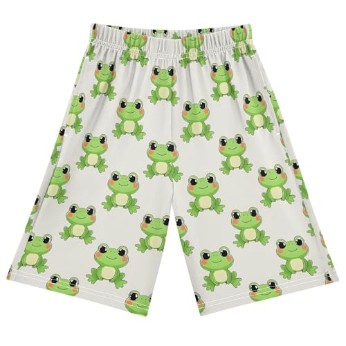 Frog Pattern Pajama Pants Short Sleep Pants Pajama Bottoms Elastic Waist with Pockets 6-14 Years