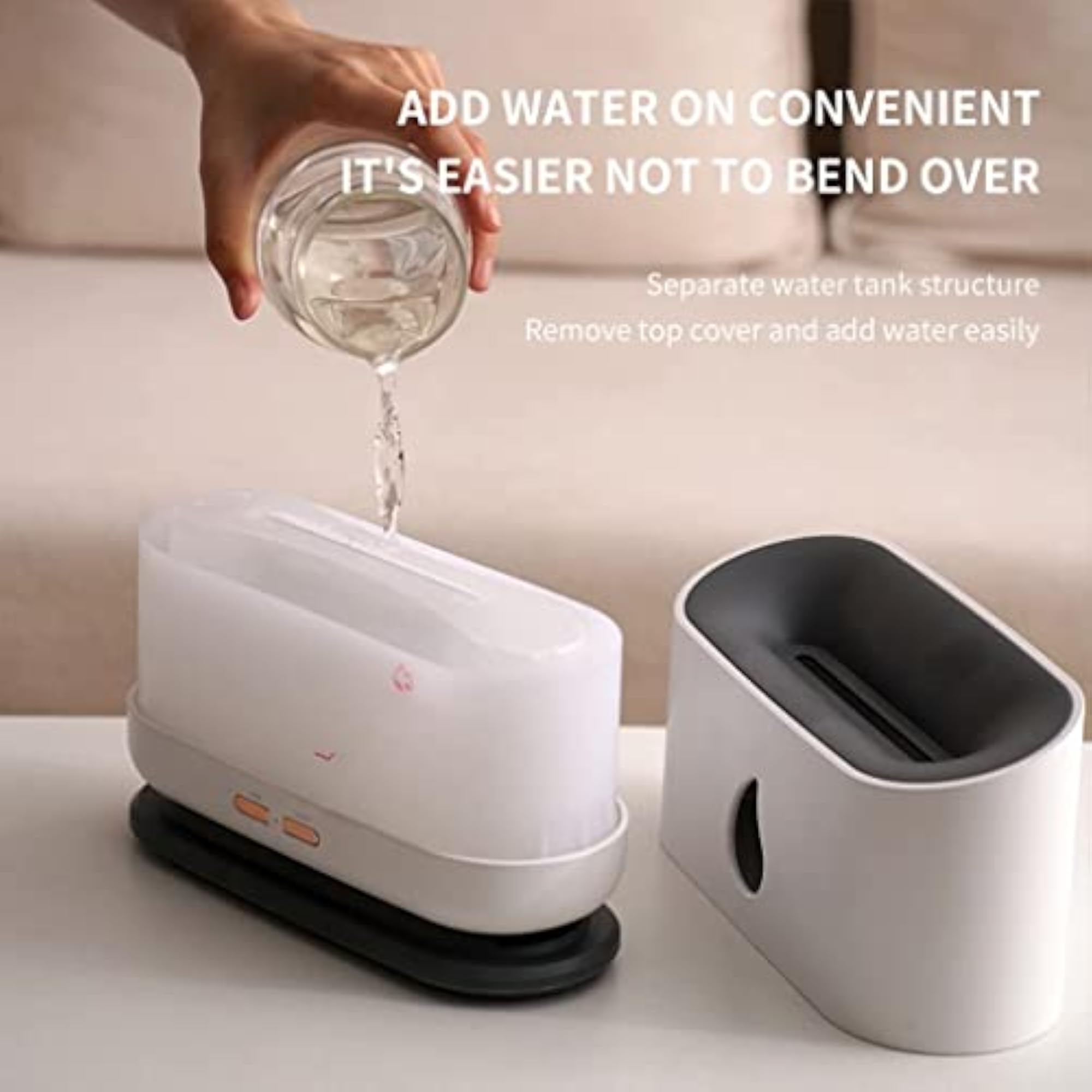 Flame Diffuser Humidifier, Aromatherapy Night Light, Portable