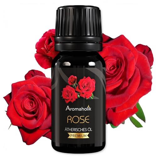 Aromaholik Rosenöl BIO 100% naturrein – Ätherische Öle für Diffuser & Aroma Diffuser – Zertifiziertes ätherisches Öl aus Indien – Rose Essential Oils 10ml für Sauna & Massage