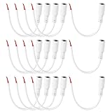 MECCANIXITY 15pcs DC Power Pigtails Cable, 5.5 x 2.1mm Female Barrel Plug Connector to Bare Wire Open End for CCTV Camera, DVR, LED Strip, 15cm White