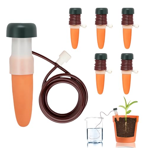 FANGCCC 6 Stück Automatisches Bewässerungssystem für Pflanzen, Selbstbewässerung Tonkegel für Topfpflanzen Balkon & Zimmerpflanzen Urlaubsbewässerung Indoor Outdoor (Orange-6PCS)