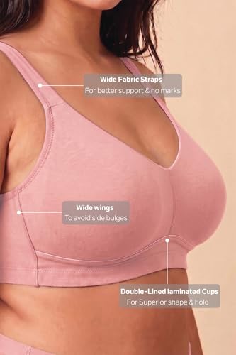 Image of Van Heusen Women's Cotton Minimiser Bra | Non‑Padded | Wireless | Full‑Coverage | Reduces bust size by 1.5inches | Double‑Lined laminated cups for superior hold | High‑Stretch Cotton | Anti‑Bacterial Tech | Keeps you dry and Fresh | Sweat Absorbent | Fabric Straps for better support | Style 22011