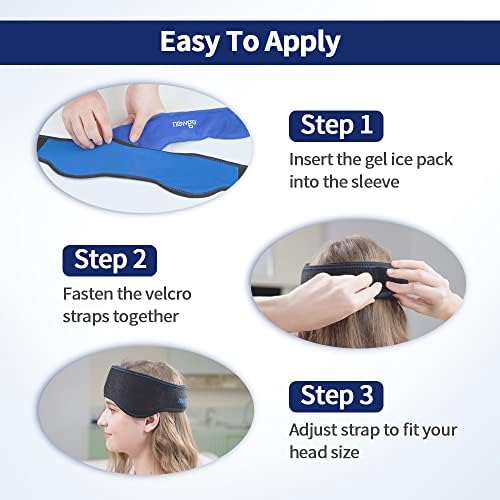 NEWGO Migraine Relief Ice Pack for Head, Hot Cold Compress Gel Ice Pack for Headache, Chronic Migraine, Chemo, Tension, Sinus Pain, Stress Relief, Menopause