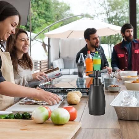 Miniatura 7 de ARKTEK Dispensador de jabón de vidrio y acero inoxidable, negro, dispensador líquido de loción de manos con bomba para baño, cocina, encimera