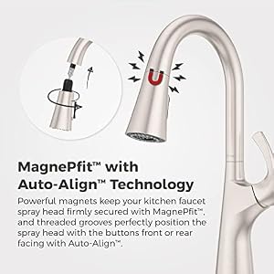 Pfister Talega Kitchen Faucet with Pull Down Sprayer, Single Handle, High Arc, Spot Defense Stainless Steel Finish, F5297TEGS Pfister Talega Kitchen Faucet with Pull Down Sprayer Single Handle High Arc Spot Defense Stainless Steel Finish F5297TEGS