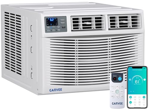 GarveeHome 12000 BTU Window Air Conditioner with Heat, 4-in-1 Window AC Unit with Cooler, Heater, Dehumidifier & Fan Function, Small Air Conditioner with Remote/App Control for Rooms up to 550 Sq. Ft