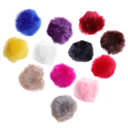 Ultnice 12Pcs Faux Fur Pom Poms Diy Fluffy Ball For Knitting Hats Scarves Bags Charms #TOP1