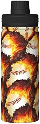 Water Bottle Softball-Baseball-Flame-Hiphop 18 Oz Stainless Steel Vacuum Insulated Wide Flask With Leakproof Spout Lid