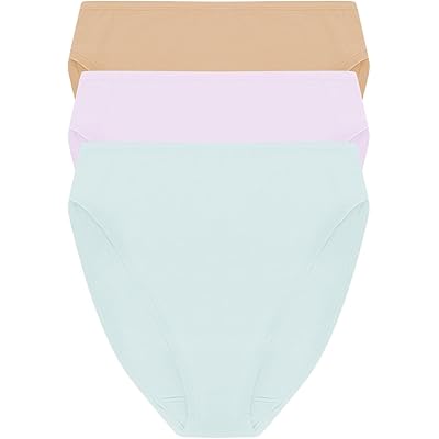 Natori Bliss Bare Cotton High Cut Brief 3-Pack cloud green/pale purple/cafe