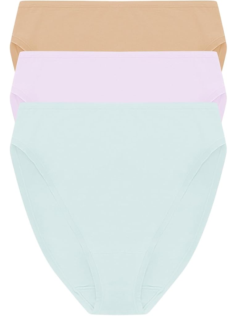 Purple Natori Bliss Bare Cotton High Cut Brief 3-Pack