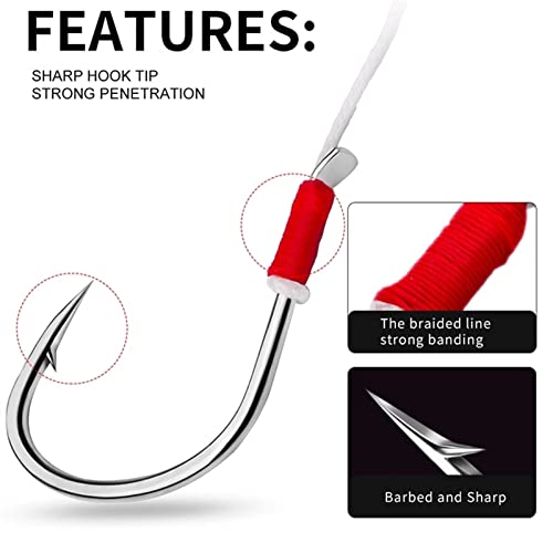 HNHYNSY Angelhaken 1Pack Langsame Schmuckhaken 1/0 2/0 3/0 4/0 Hoher Kohlenstoffstahl Doppel-Jig Fishhooks unterstützen… – Bild 5
