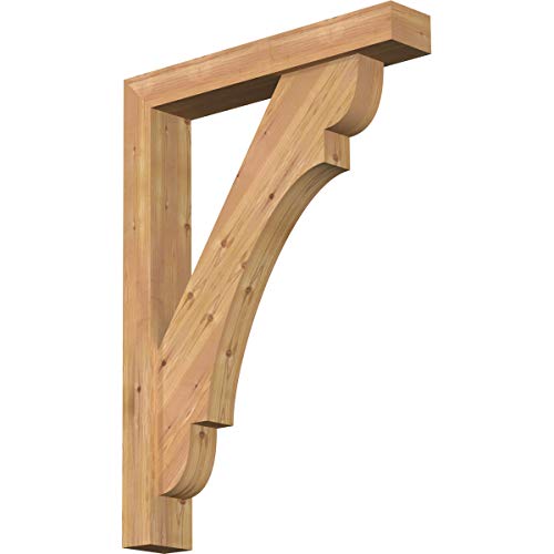 Ekena Millwork BKT0604X32X44OLY05SWR Olympic Block Smooth Bracket w/Offset Brace, Western Red Cedar