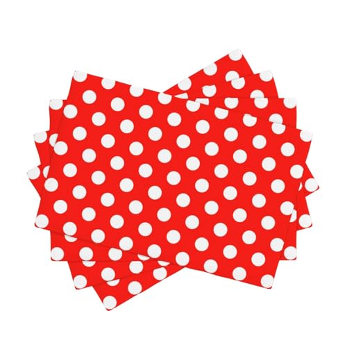 Lot de 4 sets de table de salle à manger – 30,5 x 45,7 cm – Motif à pois rouges – 1 set de table double résistant à la chaleur – Sets de table de cuisine en...