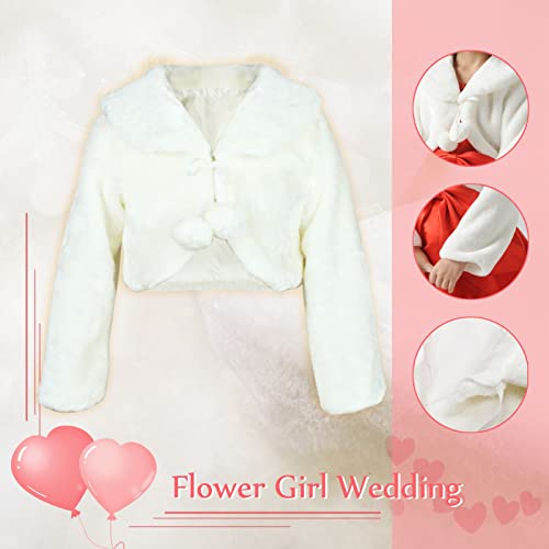 Hcabl Girls Faux Fur Dress Coat Flower Girl Bolero Jacket Princess Cape Winter 1-10… thumb #5