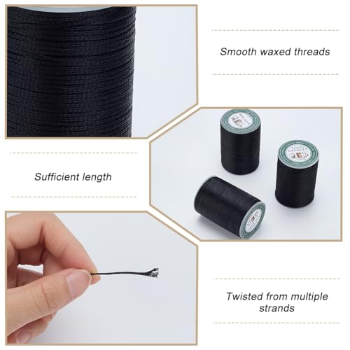 Hilo encerado de cuero para coser 230 yardas 1 mm negro miniatura 3