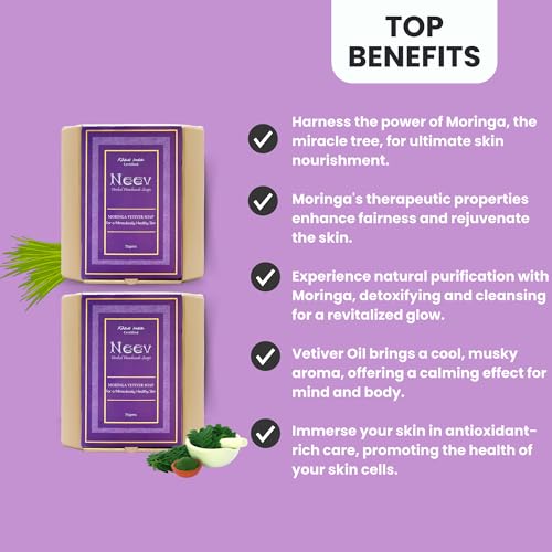 Image of Neev Herbal Handmade Soaps Moringa Vetiver Soap For A Miraculously Healthy Skin (75 G)