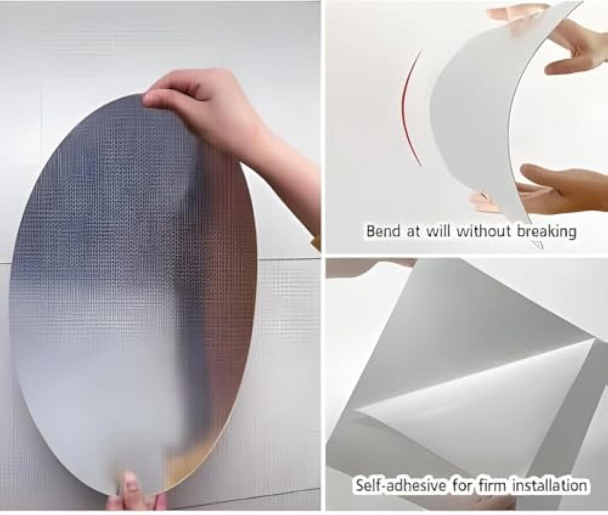 Oval Shape Adhesive Wall Mirror Sticker