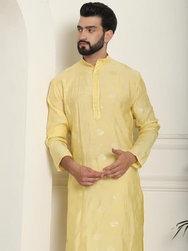 Image of SOJANYA Since 1958 Men's Cotton Silk Sequinned Embroidered Long Kurta