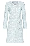 100% Baumwolle Ringella Damen Nachthemd mit Knopfleiste Blue Glass 44 1511028,Blue Glass, 44