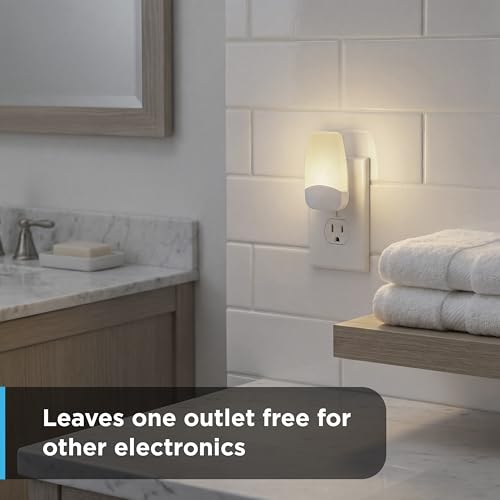 Image of GE LED Night Lights Plug Into Wall, Dusk to Dawn Sensor, Ambient Lighting, Dorm Room Essentials, Nightlight for Bedroom, Bathroom Decor, Kitchen Warm White, 86119, 4 Pack
