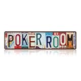 Vintage Poker Room Wall Decor Street Signs Metal Tin Signs 16 x 4 Inches
