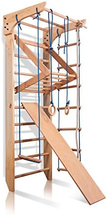 Wood Stall Bar, Wooden Swedish Ladder, Wall Bars for Kids, Kinder-3-240 - Certificate of Safe, Home Gym Gymnastic, Climbing Kids, Indoor Children Playground 94"x31.5"