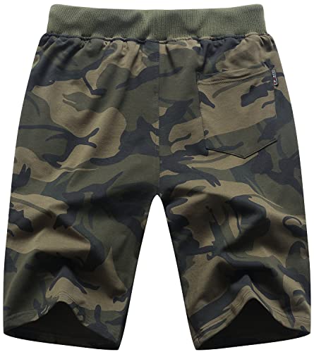 Qpngrp Mens Shorts Casual Drawstring Zipper Pockets Elastic Waist Camouflage Army 36 thumb #1