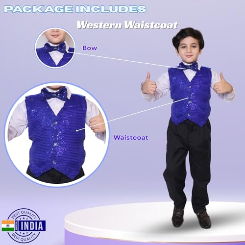 Image of Kaku Fancy Dresses Plain Waistcoat for Kids /Plain Jacket for Kids | Sequin Work Shinning Waist Coat For Annual Day Dance Competition (Only Jacket /Waistcoat - Shirt & Pant Not Included)