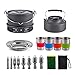 YINHAO Vilead 19 sztuk/zestaw kempingowe naczynia dla 4 osób Przenośny garnek Piliżanka Puchar Zestaw Zestawa Folding Outdoor Gotowanie Zestaw Picnic Cookware (Color : TB095 Black Handle)