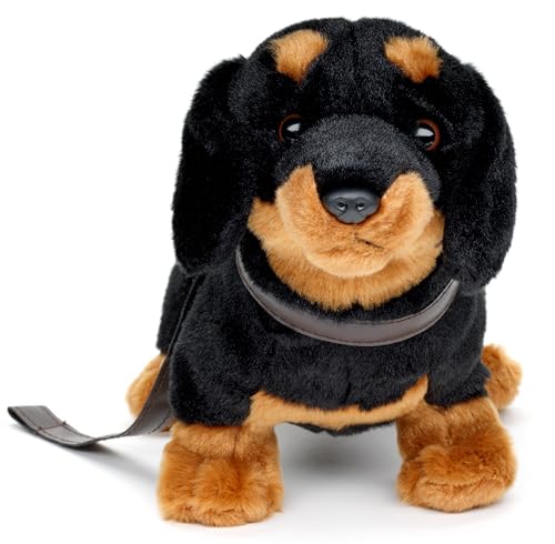 Uni-Toys - Dackel, stehend (mit Leine) - 28 cm (Länge) - Plüsch-Hund, Haustier - Plüschtier, Kuscheltier