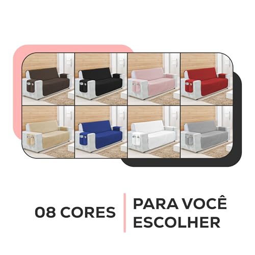 Protetor de Sofá 2 Lugares com Elástico – Prático, Macio e Lavável, Ideal para Casas com Pets e Cria