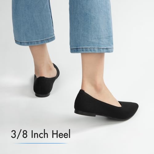Image of ATHMILE Pointed Toe Flats for Women Comfortable Knit Ballet Flats Shoes