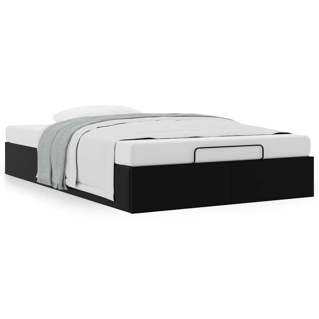 IKAYAA Letto Matrimoniale con Contenitore Struttura Letto 120 x 200 Letto Idraulico con Rete a Doghe e Telaio Letto Sollevabile con Contenitore-Nero-120 x 200 cm