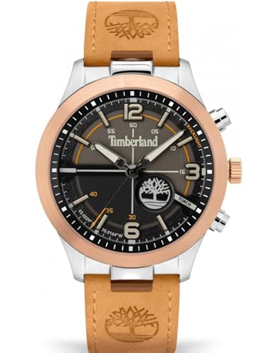 Timberland Sullivan Men's Watch in Two-Tone Leather Strap Case Diameter 44 mm TDWGA2103302, Brown, Strap.