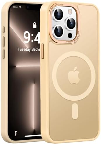 Newfuture Magnetic for iPhone 13 Pro Max Case Shockproof, Creamy Yellow