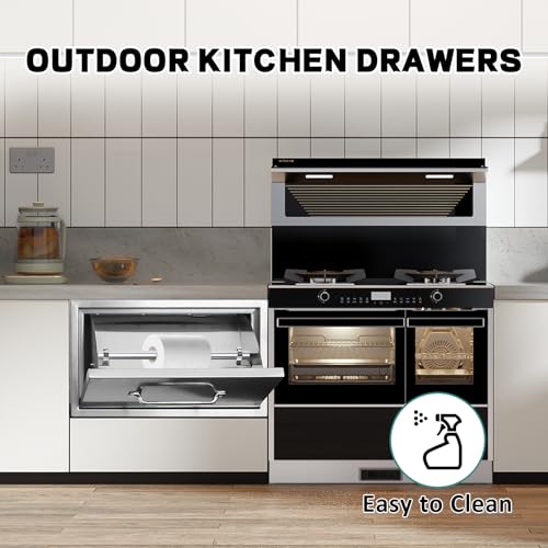 Image of Outdoor Kitchen Drawers with Paper Towel Holder 16 inch W x 10 inchH x 10 inchD Stainless Steel Paper Towel Drawer Flush Mount Access Drawers for Outdoor Kitchen Island, Patio Grill Station