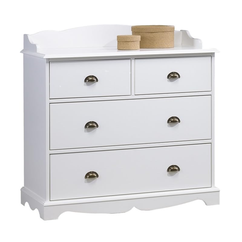 ACTUAL DIFFUSION Commode 4 Tiroirs Blanche Style Anglais avec Crédence L 96 H 91.6 P 42 cm