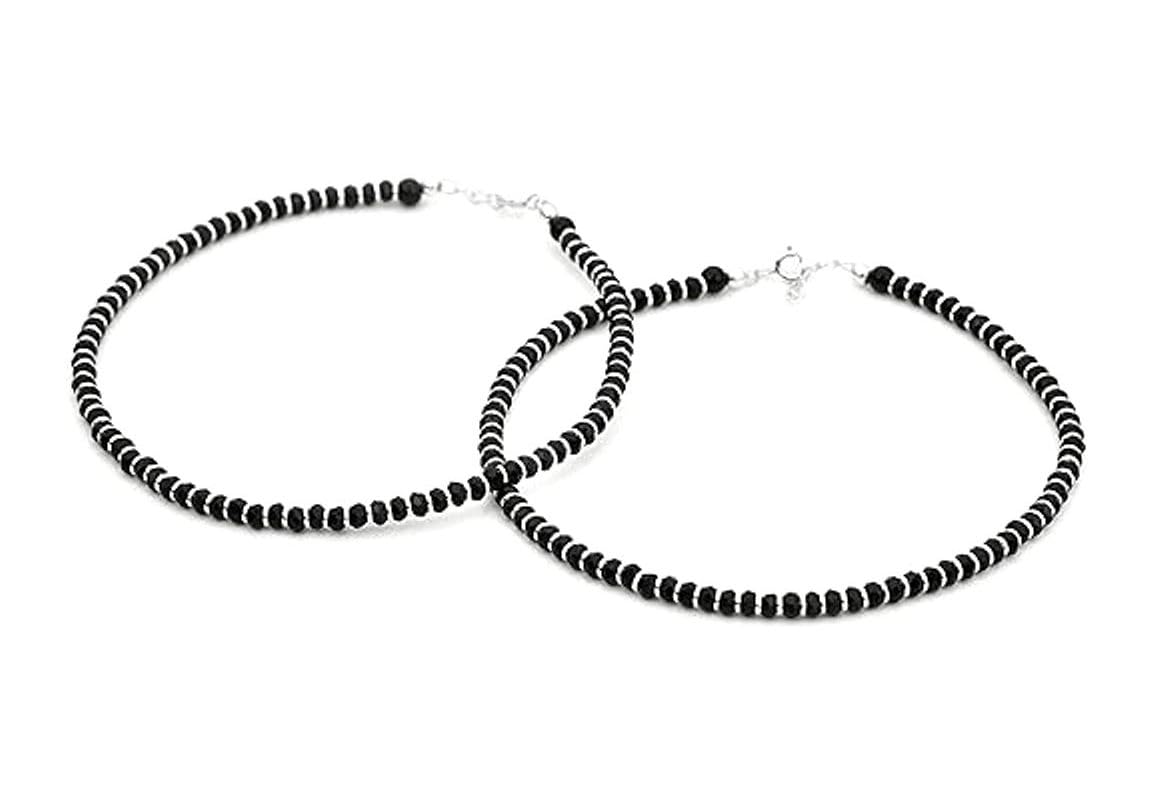 GIACOMO 92.5% Pure Silver & Black Crystal Beads Nazariya Payal Adjustable Size Anklet Use for Ladies And Womens/Girls (B0CT8VX8F8) Amazon Price History, Amazon Price Tracker