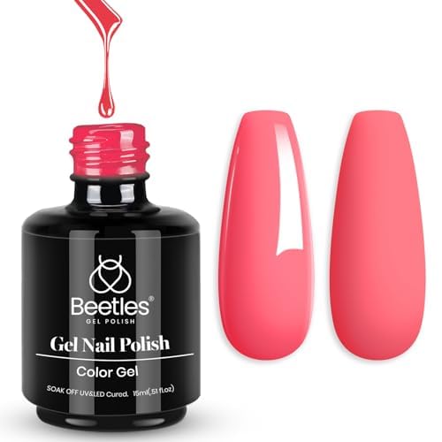 Beetles Gel Polish US Beetles Coral Pink Gel Nail Polish 15ML Soak Off UV Gel for Nail Art