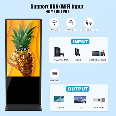 55 Inch Digital Signage Kiosk Touchscreen,1GB+8GB Android 10, Floor Standing Lcd Digital Signage, Commercial Interactive Advertising Display Screen, Digital Signage with Auto Media Player Black