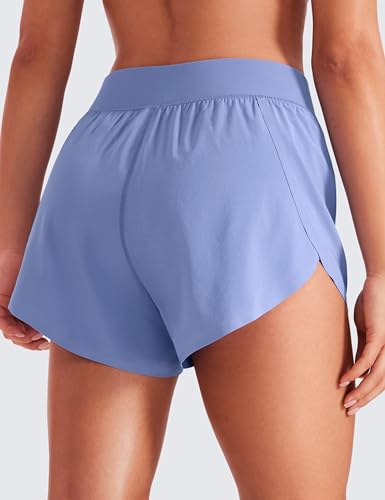 Image of CRZ YOGA Mid Waisted Split Running Shorts 4 inch | Mesh Liner, Quick Dry, Lightweight, for Women