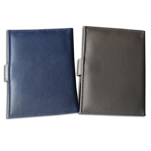 Image of Synthetic Leather Unisex Lightweight Magnetic Closure Passport Covers (Blue and Grey)