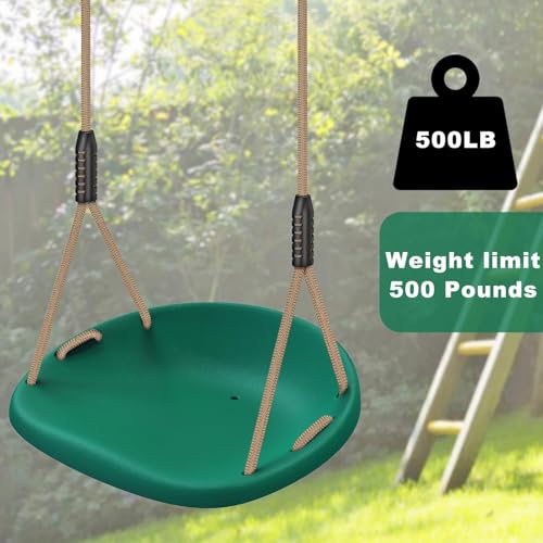 Image of SELEWARE Heavy Duty Swing Seat for Adults Kids Tree Swing with Weather Proof Ropes Swing Set Accessories for Backyard Patio Garden Playground, Height Adjustable Green