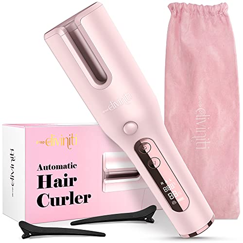 Automatic Curling Iron - Cordless Hair Curler - Long-Lasting Rechargeable Lithium Battery - Easy to Use - Adjustable Heat & Timer - Hair Curling Wand - Automatic Hair Curler - Hair Curling Iron