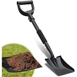 Shovel, Garden Shovels for Transferring, 31” Flat Square Spade, Small Short Shovels for Sand Beach, Digging, Gardening, Trenching, Landscaping, Metal Scoop Shovel with D-Handle Grip