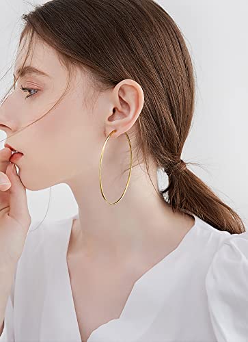 Gacimy Large Big Gold Hoop Earrings For Women, 70Mm, 14K Real Gold Plated thumb #8